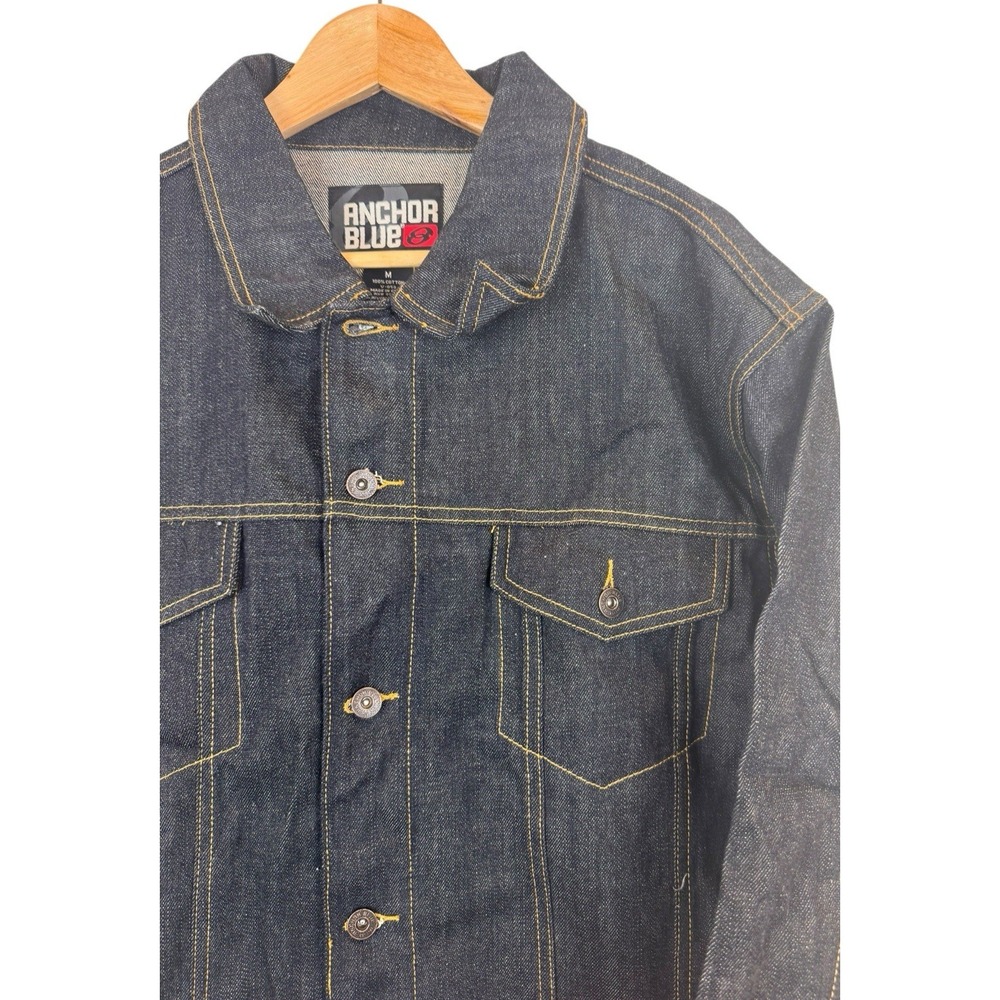 Vintage Y2K 90s Anchor Blue Grunge Jean Denim Jacket Size M NWT Hip Hop